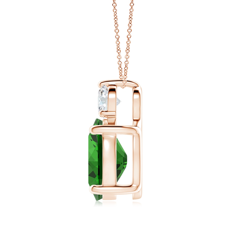 12x10mm Labgrown Lab-Grown Oval Emerald Solitaire Pendant with Diamond in Rose Gold side 199