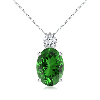 14x10mm Labgrown Lab-Grown Oval Emerald Solitaire Pendant with Diamond in P950 Platinum