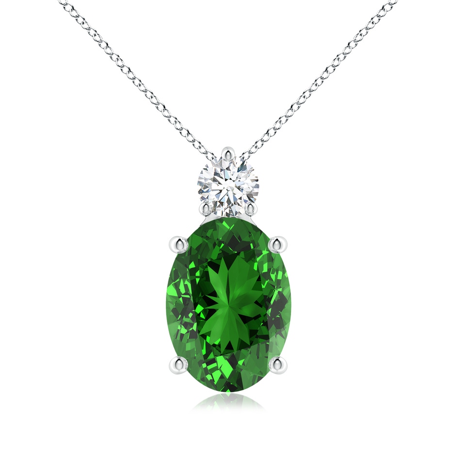 14x10mm Labgrown Lab-Grown Oval Emerald Solitaire Pendant with Diamond in P950 Platinum 
