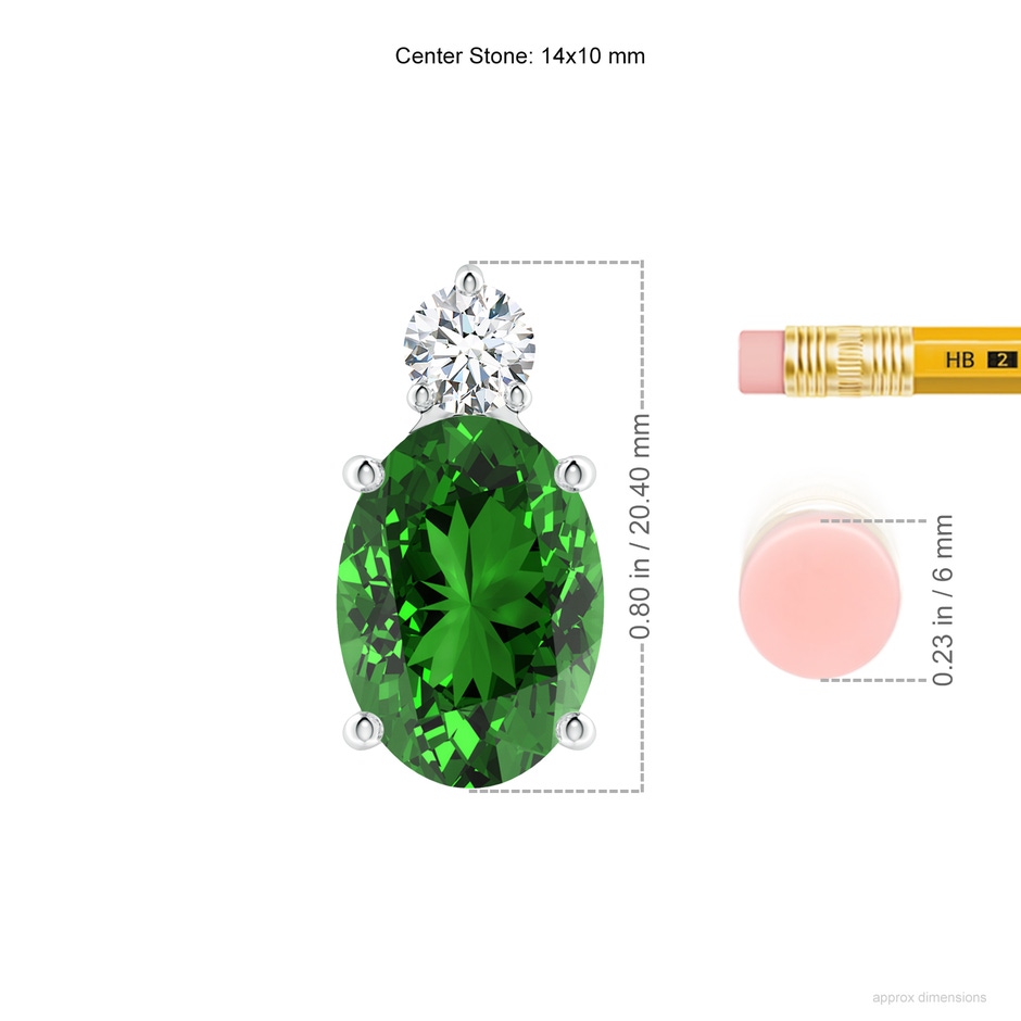 14x10mm Labgrown Lab-Grown Oval Emerald Solitaire Pendant with Diamond in P950 Platinum ruler