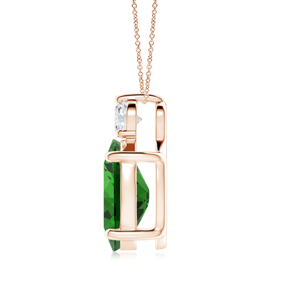 14x10mm Labgrown Lab-Grown Oval Emerald Solitaire Pendant with Diamond in Rose Gold side 199