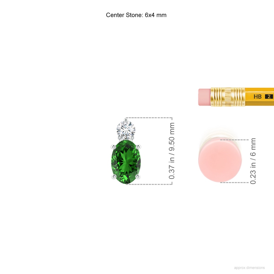 6x4mm Labgrown Lab-Grown Oval Emerald Solitaire Pendant with Diamond in S999 Silver ruler