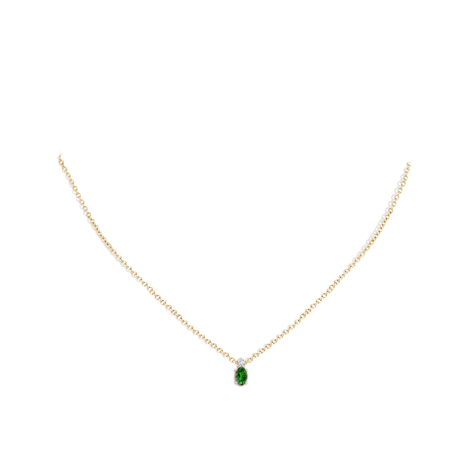 6x4mm Labgrown Lab-Grown Oval Emerald Solitaire Pendant with Diamond in Yellow Gold pen