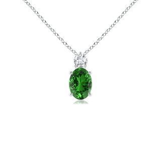 7x5mm Labgrown Lab-Grown Oval Emerald Solitaire Pendant with Diamond in S999 Silver