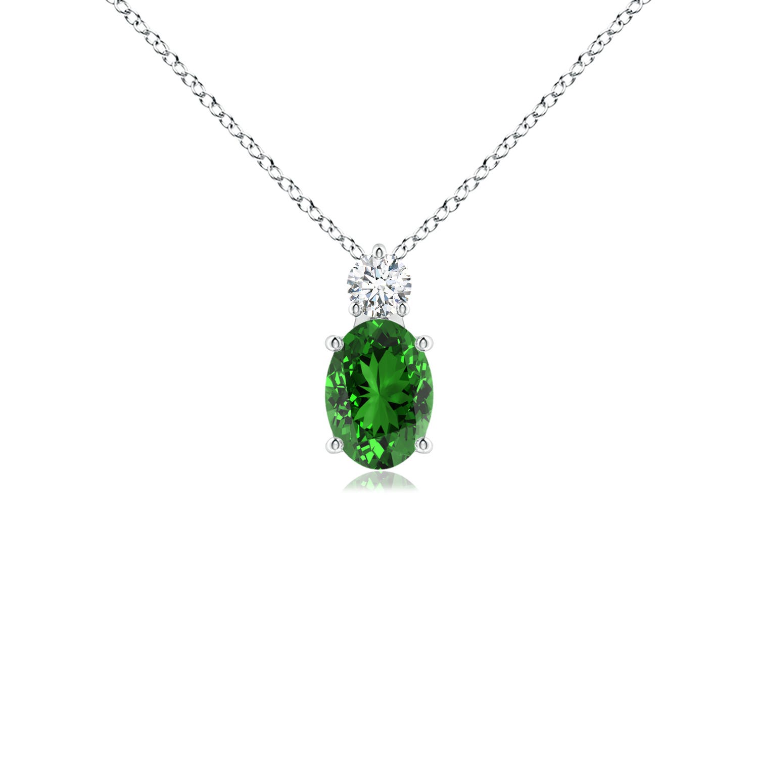 Premium - Lab-Grown Emerald / 0.77 CT / 14 KT White Gold