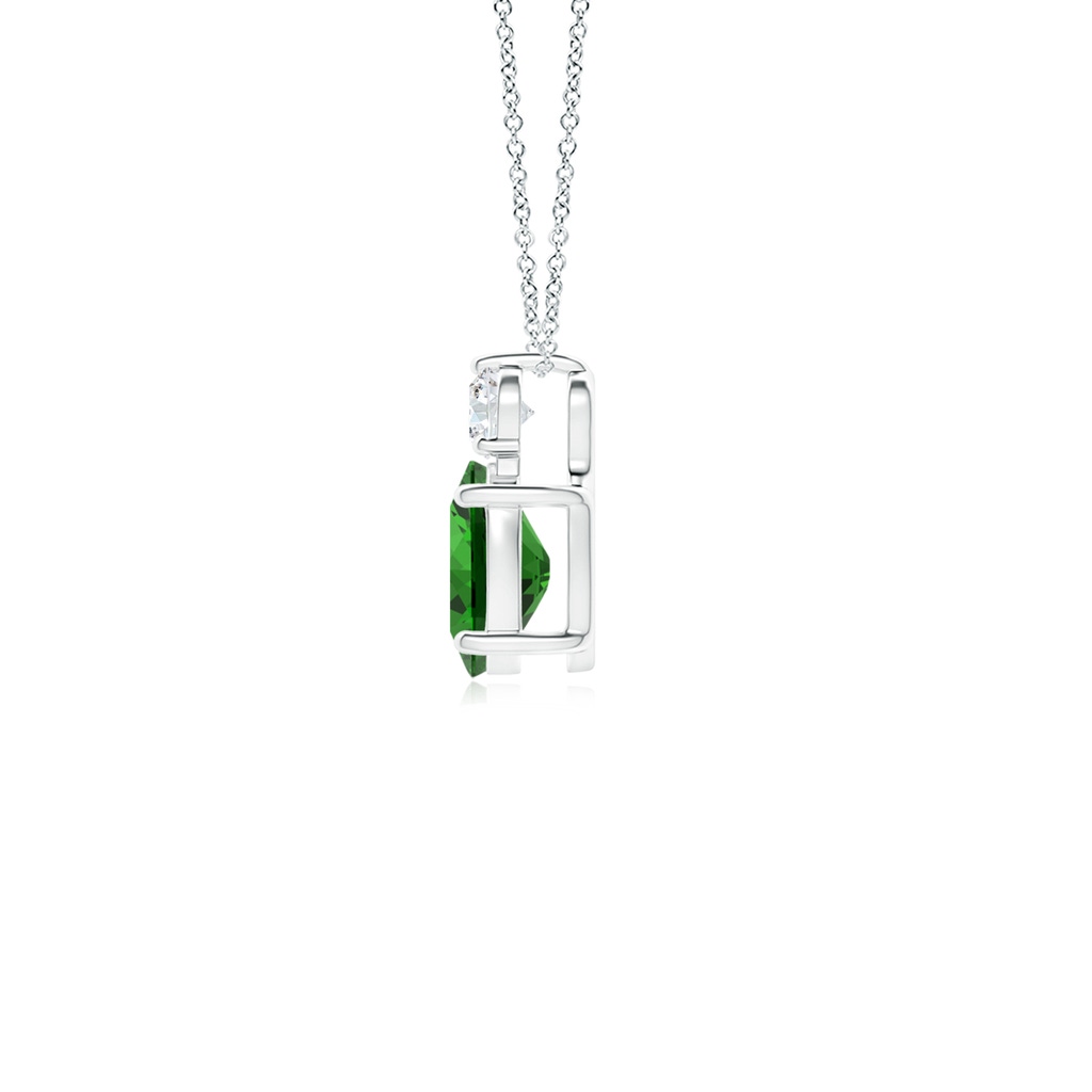 7x5mm Labgrown Lab-Grown Oval Emerald Solitaire Pendant with Diamond in White Gold - side 199