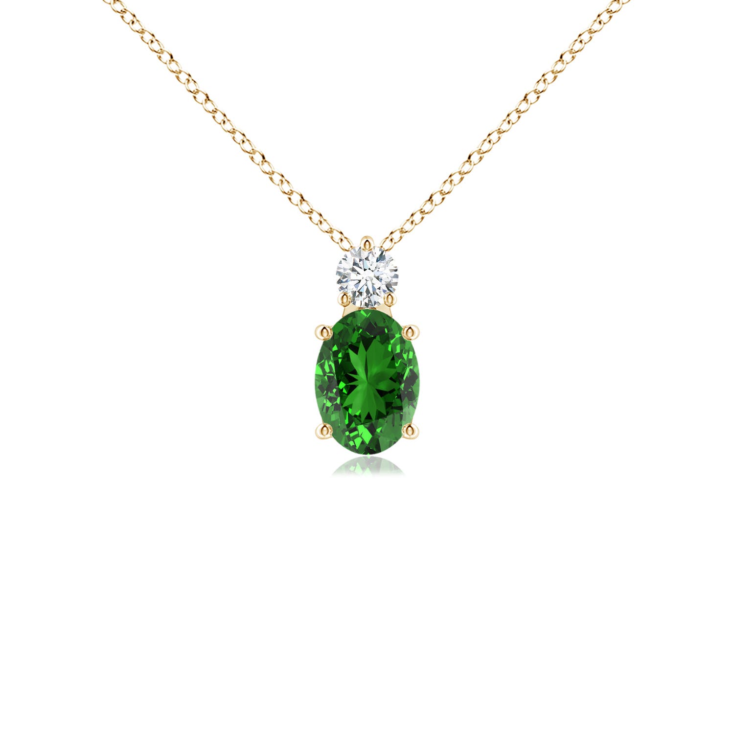 Premium - Lab-Grown Emerald / 0.77 CT / 14 KT Yellow Gold