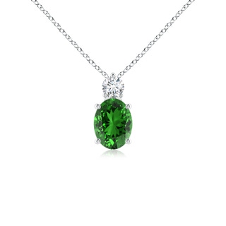 8x6mm Labgrown Lab-Grown Oval Emerald Solitaire Pendant with Diamond in P950 Platinum