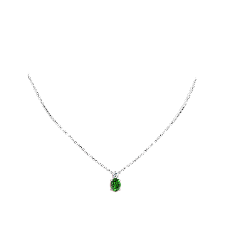 9x7mm Labgrown Lab-Grown Oval Emerald Solitaire Pendant with Diamond in S999 Silver pen
