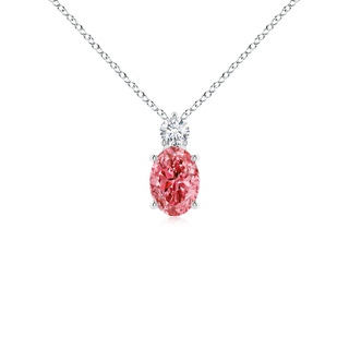 7x5mm Labgrown Oval Lab-Grown Fancy Intense Pink Diamond Solitaire Pendant in P950 Platinum