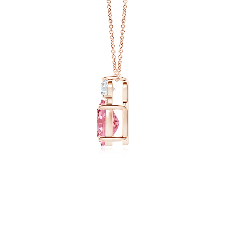 7x5mm Labgrown Oval Lab-Grown Fancy Intense Pink Diamond Solitaire Pendant in Rose Gold side 199