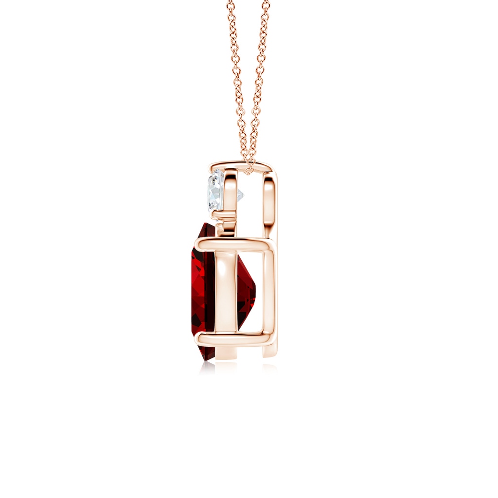 10x8mm Labgrown Lab-Grown Oval Ruby Solitaire Pendant with Diamond in Rose Gold - side 199