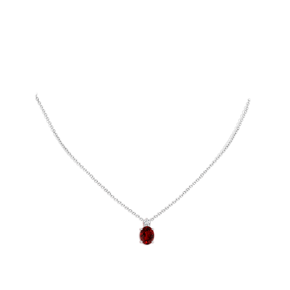10x8mm Labgrown Lab-Grown Oval Ruby Solitaire Pendant with Diamond in S999 Silver pen