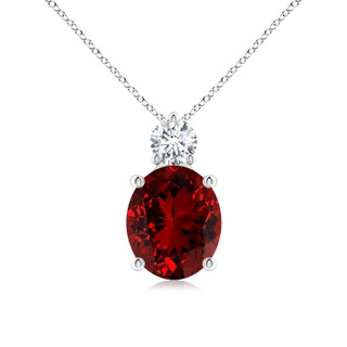 12x10mm Labgrown Lab-Grown Oval Ruby Solitaire Pendant with Diamond in P950 Platinum