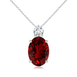 14x10mm Labgrown Lab-Grown Oval Ruby Solitaire Pendant with Diamond in P950 Platinum
