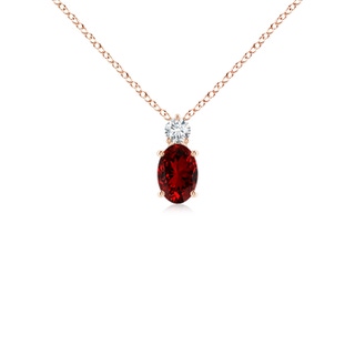 6x4mm Labgrown Lab-Grown Oval Ruby Solitaire Pendant with Diamond in 9K Rose Gold