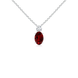 6x4mm Labgrown Lab-Grown Oval Ruby Solitaire Pendant with Diamond in P950 Platinum