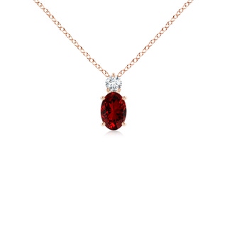 6x4mm Labgrown Lab-Grown Oval Ruby Solitaire Pendant with Diamond in Rose Gold