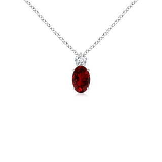 6x4mm Labgrown Lab-Grown Oval Ruby Solitaire Pendant with Diamond in S999 Silver