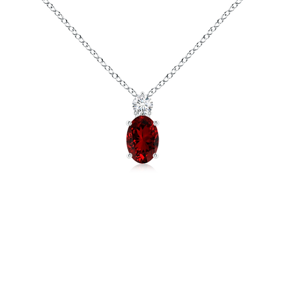 6x4mm Labgrown Lab-Grown Oval Ruby Solitaire Pendant with Diamond in S999 Silver 