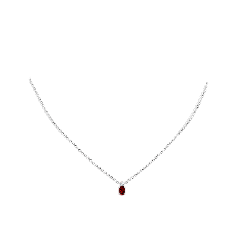 6x4mm Labgrown Lab-Grown Oval Ruby Solitaire Pendant with Diamond in S999 Silver pen