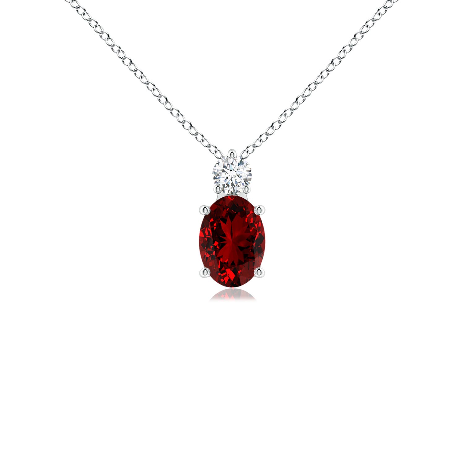 7x5mm Labgrown Lab-Grown Oval Ruby Solitaire Pendant with Diamond in P950 Platinum