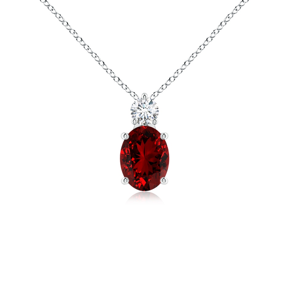 8x6mm Labgrown Lab-Grown Oval Ruby Solitaire Pendant with Diamond in S999 Silver 