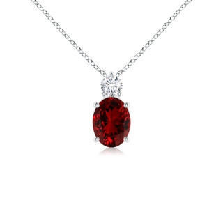 8x6mm Labgrown Lab-Grown Oval Ruby Solitaire Pendant with Diamond in White Gold