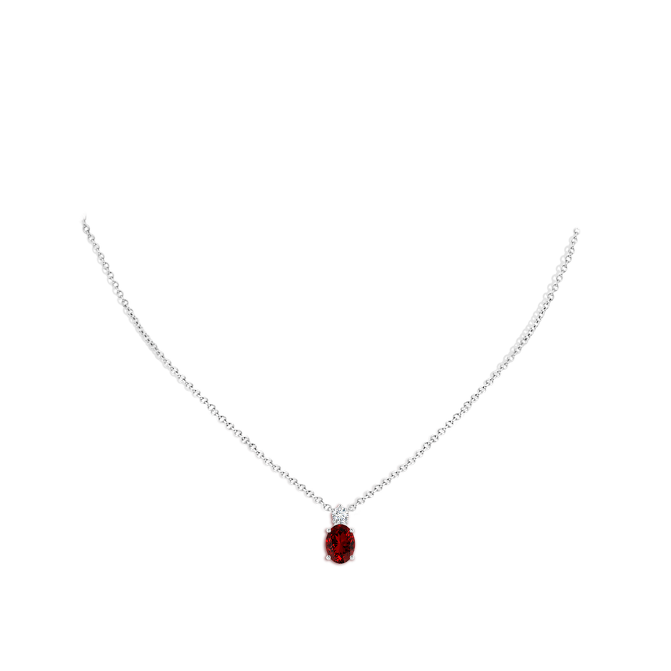9x7mm Labgrown Lab-Grown Oval Ruby Solitaire Pendant with Diamond in S999 Silver pen