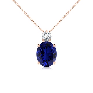 10x8mm Labgrown Lab-Grown Oval Sapphire Solitaire Pendant with Lab Diamond in 9K Rose Gold