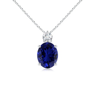 10x8mm Labgrown Lab-Grown Oval Sapphire Solitaire Pendant with Lab Diamond in P950 Platinum