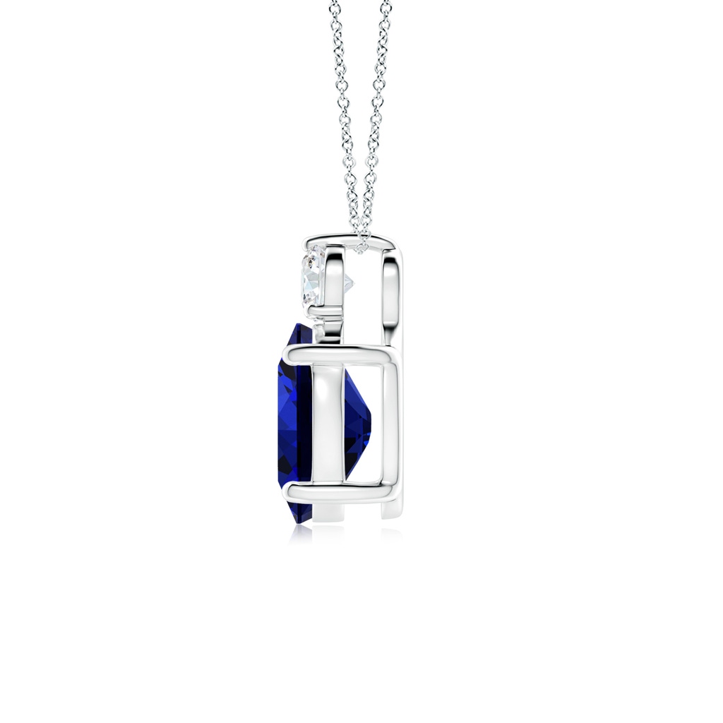 10x8mm Labgrown Lab-Grown Oval Sapphire Solitaire Pendant with Lab Diamond in P950 Platinum Side 199