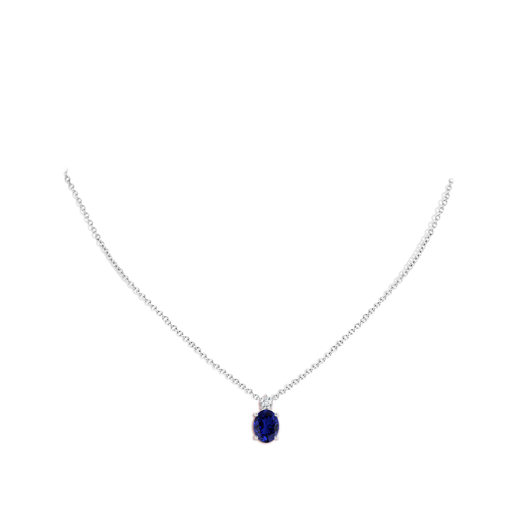 10x8mm Labgrown Lab-Grown Oval Sapphire Solitaire Pendant with Lab Diamond in P950 Platinum pen