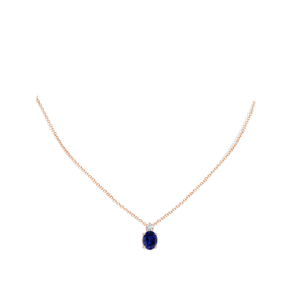 10x8mm Labgrown Lab-Grown Oval Sapphire Solitaire Pendant with Lab Diamond in Rose Gold pen
