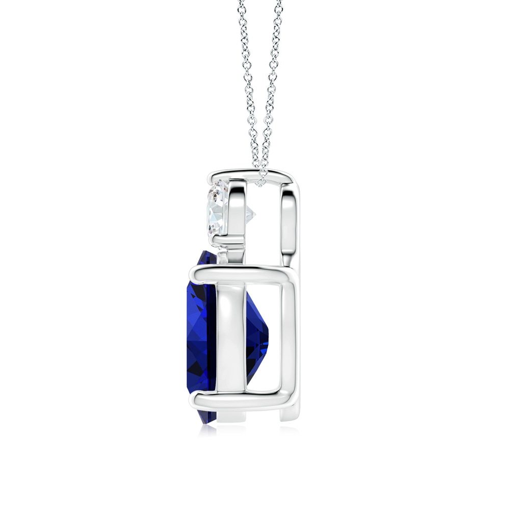 12x10mm Labgrown Lab-Grown Oval Sapphire Solitaire Pendant with Lab Diamond in P950 Platinum Side 199