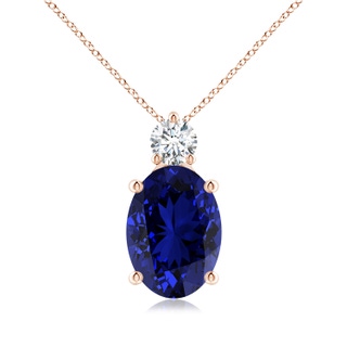 14x10mm Labgrown Lab-Grown Oval Sapphire Solitaire Pendant with Lab Diamond in Rose Gold