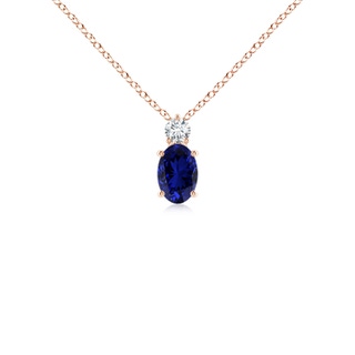 6x4mm Labgrown Lab-Grown Oval Sapphire Solitaire Pendant with Lab Diamond in 9K Rose Gold