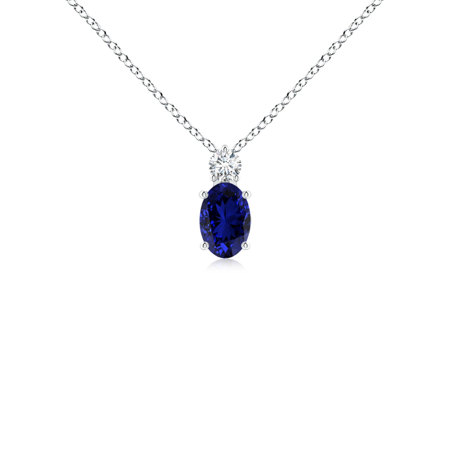 Premium - Lab-Grown Blue Sapphire / 0.67 CT / 14 KT White Gold