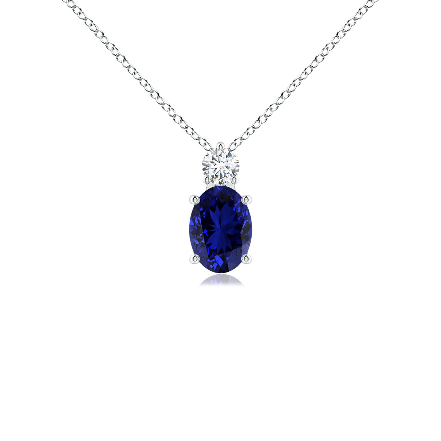 Premium - Lab-Grown Blue Sapphire / 0.96 CT / 14 KT White Gold