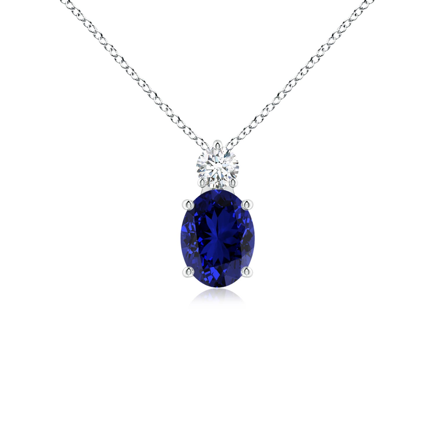 Premium - Lab-Grown Blue Sapphire / 1.71 CT / 14 KT White Gold