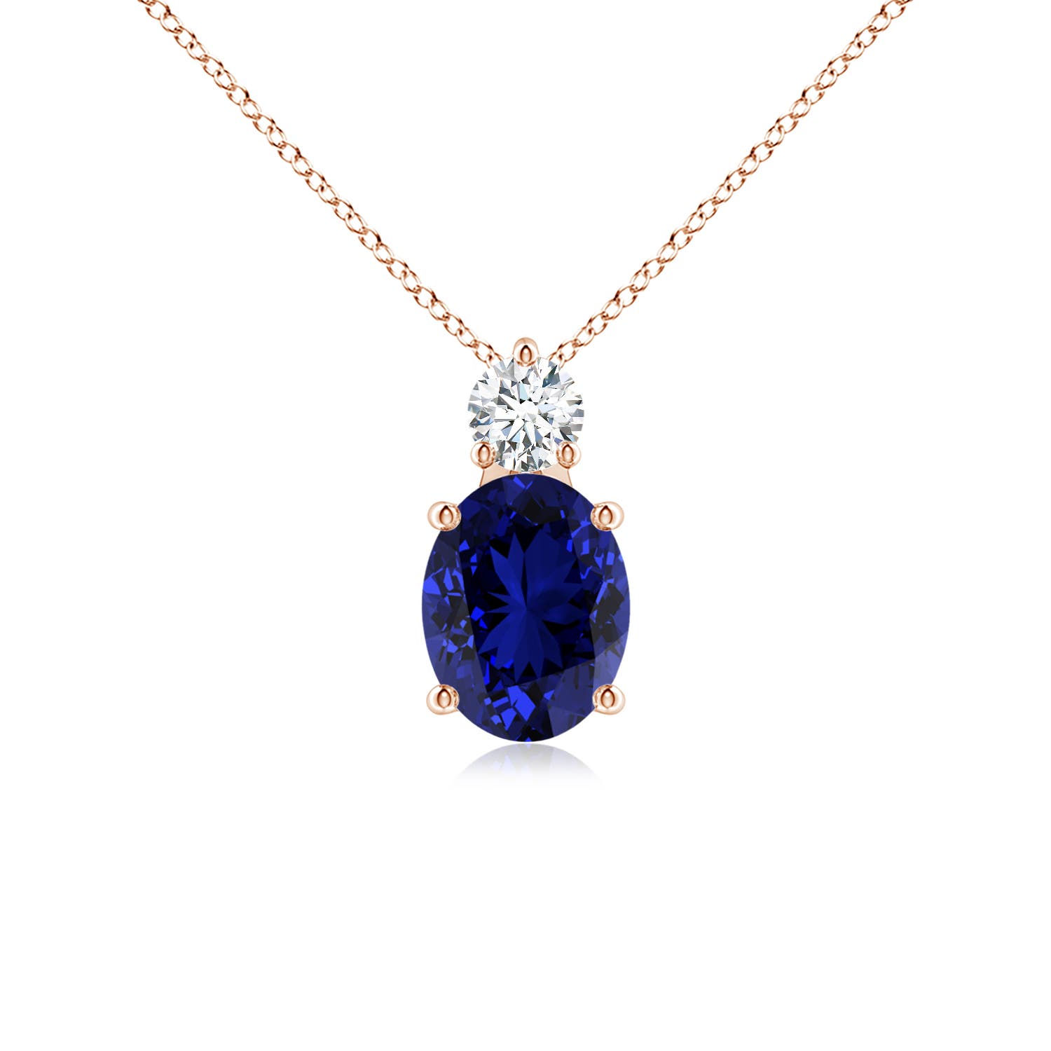 Premium - Lab-Grown Blue Sapphire / 2.23 CT / 14 KT Rose Gold