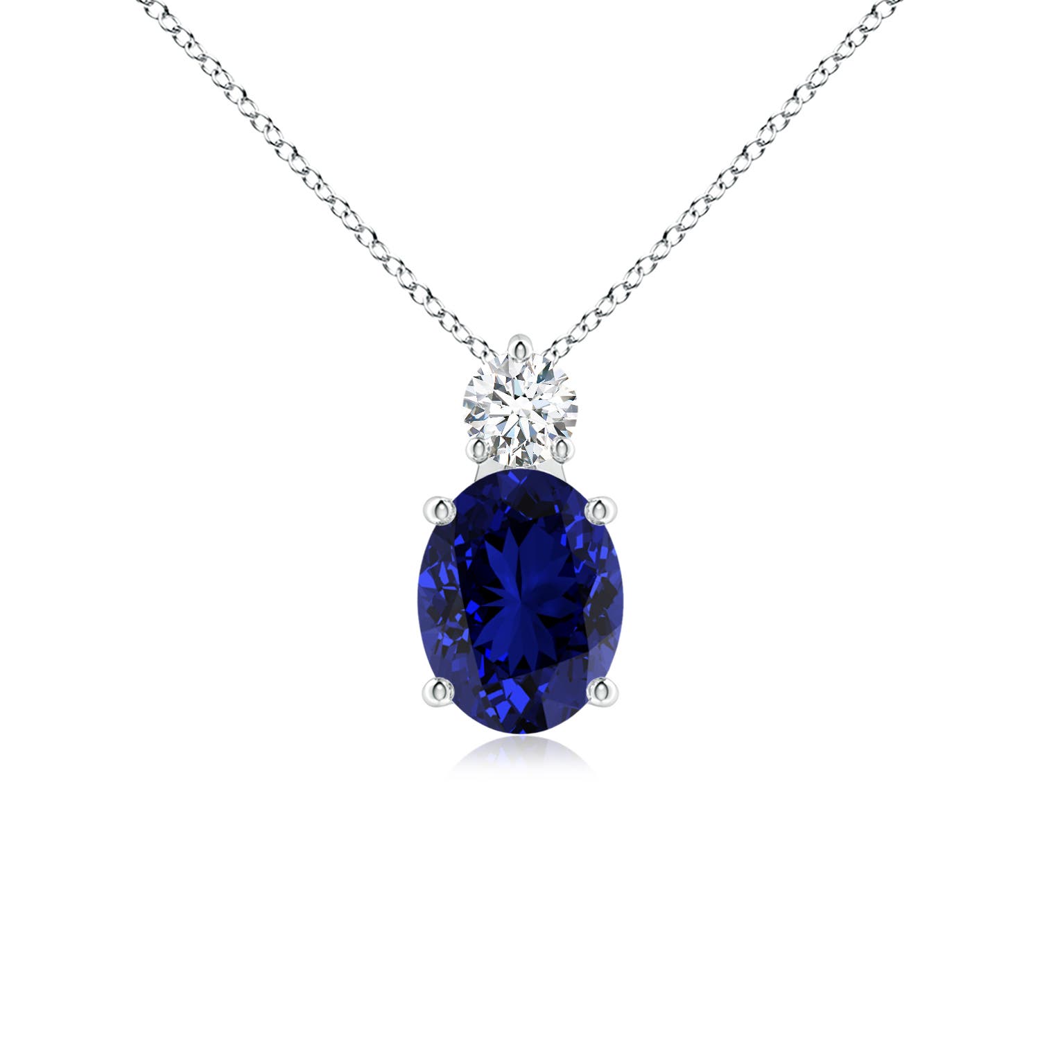 Premium - Lab-Grown Blue Sapphire / 2.23 CT / 14 KT White Gold