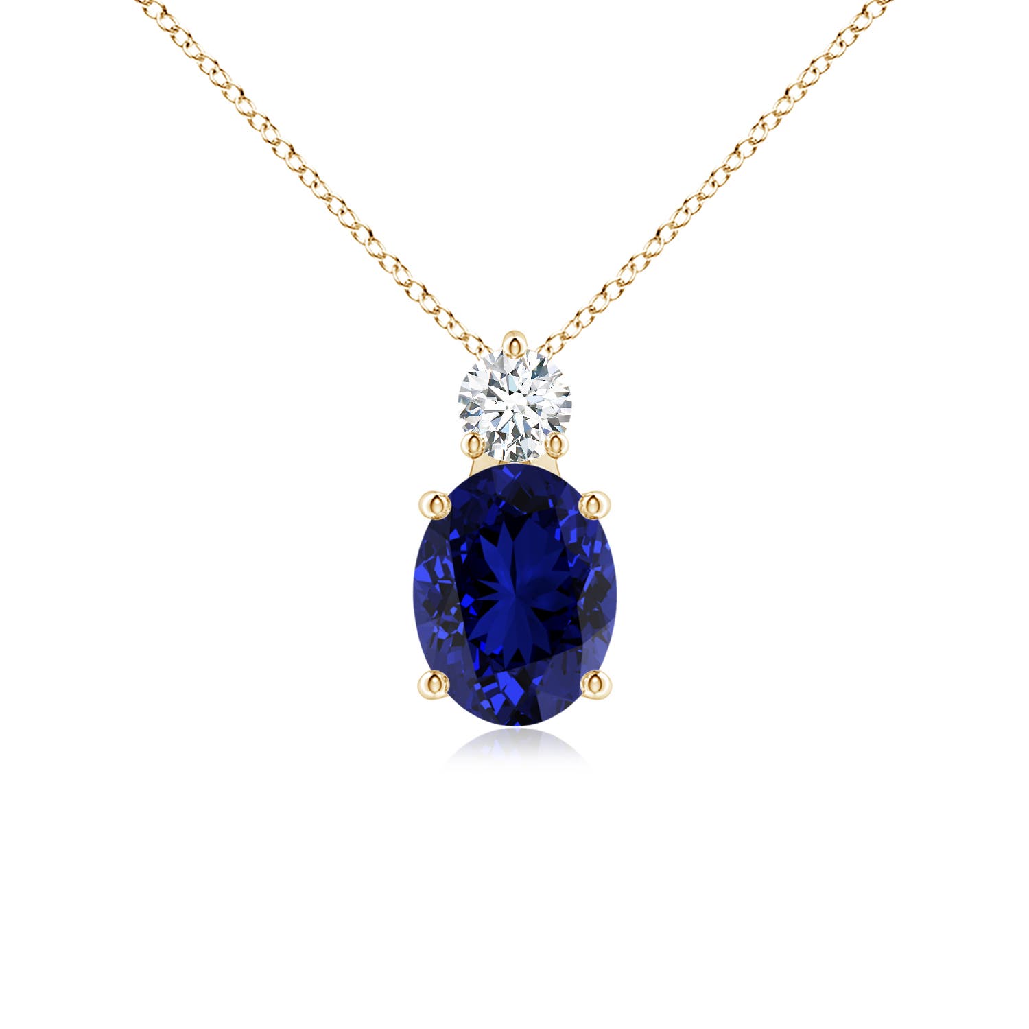 Premium - Lab-Grown Blue Sapphire / 2.23 CT / 14 KT Yellow Gold