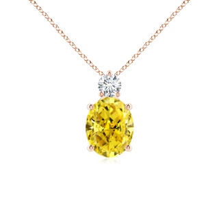 10x8mm Labgrown Oval Lab-Grown Fancy Intense Yellow Diamond Solitaire Pendant in Rose Gold