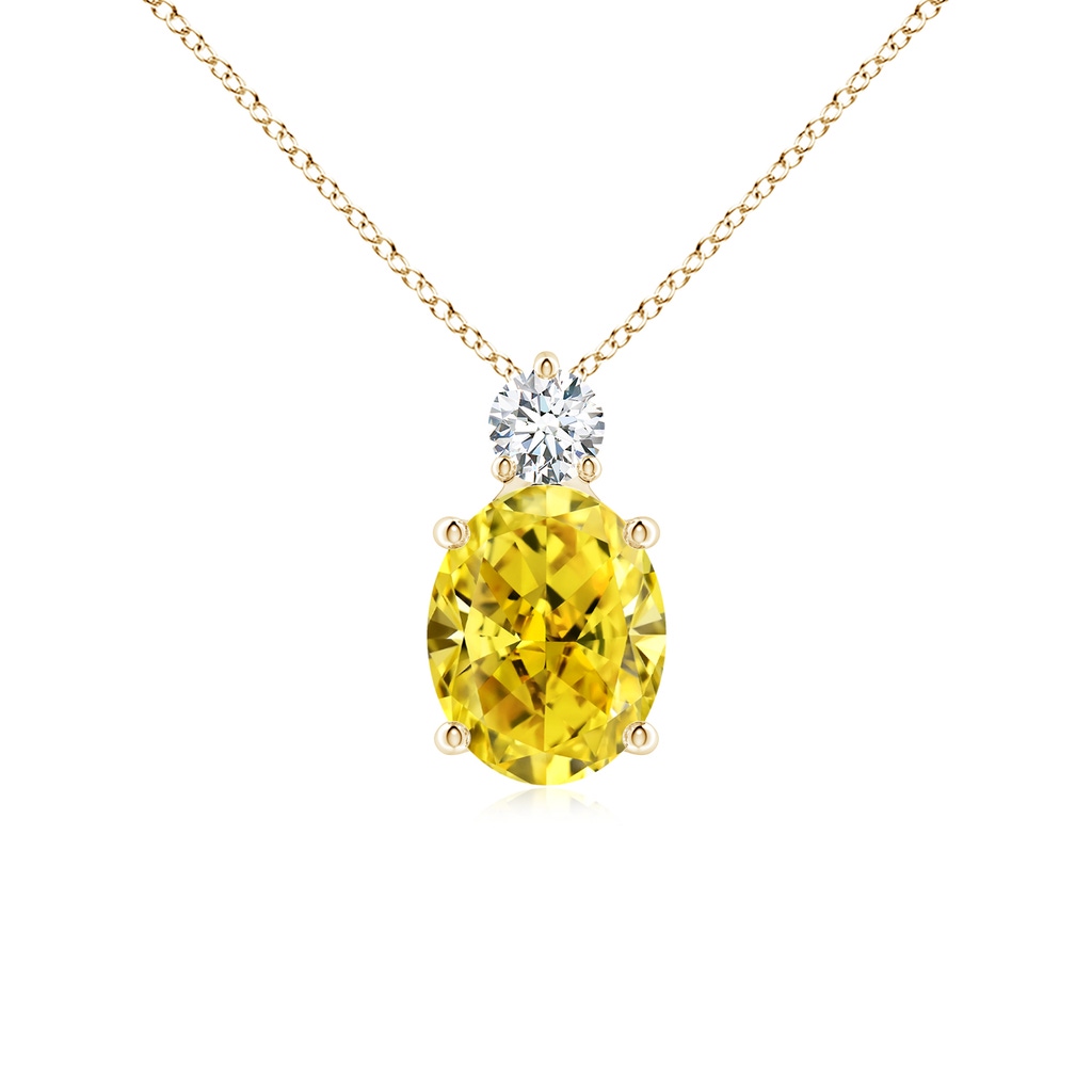 10x8mm Labgrown Oval Lab-Grown Fancy Intense Yellow Diamond Solitaire Pendant in Yellow Gold