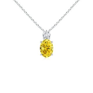 7x5mm Labgrown Oval Lab-Grown Fancy Intense Yellow Diamond Solitaire Pendant in P950 Platinum