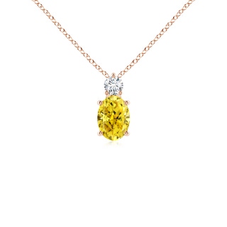 7x5mm Labgrown Oval Lab-Grown Fancy Intense Yellow Diamond Solitaire Pendant in Rose Gold