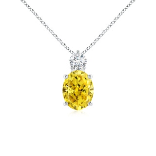 9x7mm Labgrown Oval Lab-Grown Fancy Intense Yellow Diamond Solitaire Pendant in P950 Platinum