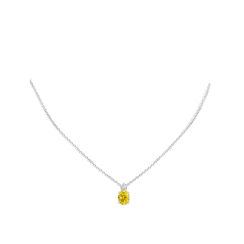 9x7mm Labgrown Oval Lab-Grown Fancy Intense Yellow Diamond Solitaire Pendant in White Gold pen