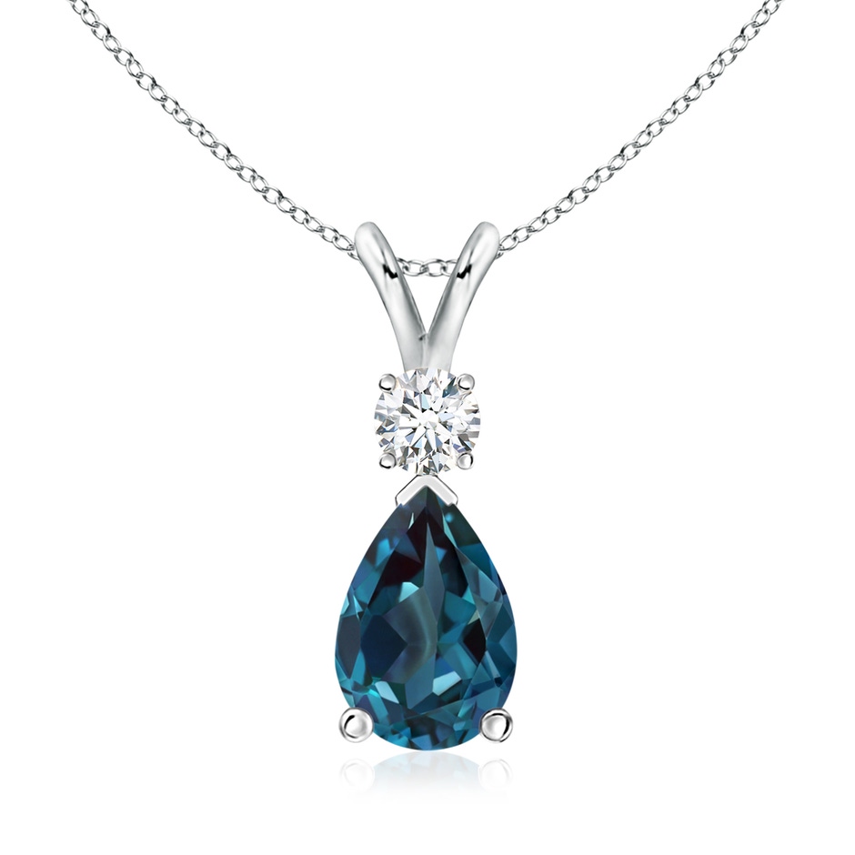 10x7mm Labgrown Lab-Grown Alexandrite Teardrop Pendant with Diamond in 18K White Gold 
